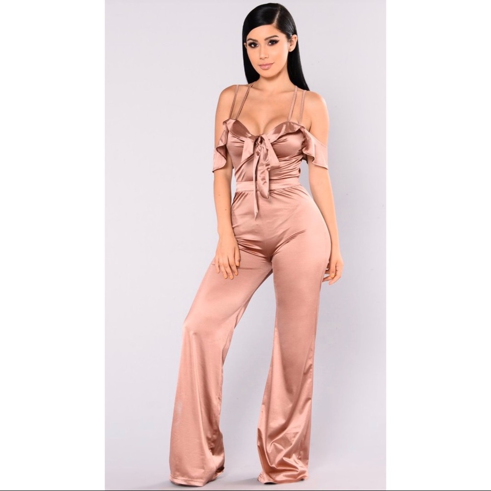 Fashion Nova Zaya Satin Jumpsuit - XL